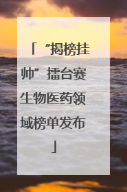 “揭榜挂帅”擂台赛生物医药领域榜单发布