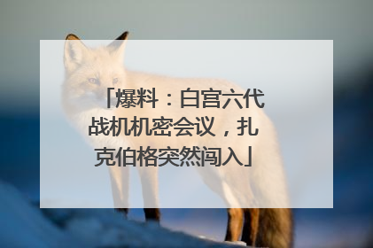 爆料：白宫六代战机机密会议，扎克伯格突然闯入