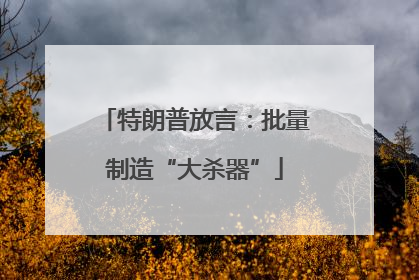 特朗普放言：批量制造“大杀器”