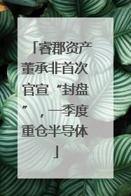 睿郡资产董承非首次官宣“封盘”，一季度重仓半导体