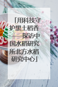 用科技守护黑土稻香——探访中国水稻研究所北方水稻研究中心