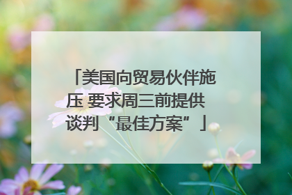 美国向贸易伙伴施压 要求周三前提供谈判“最佳方案”