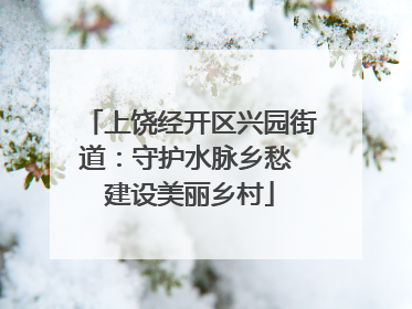 上饶经开区兴园街道：守护水脉乡愁 建设美丽乡村