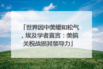 世界因中美缓和松气，埃及学者直言：美搞关税战损其领导力