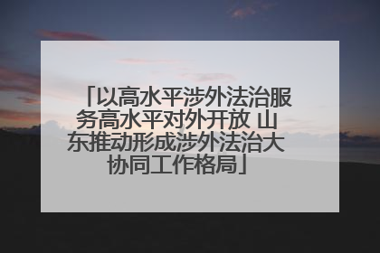 以高水平涉外法治服务高水平对外开放 山东推动形成涉外法治大协同工作格局