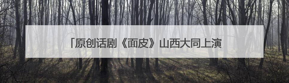 原创话剧《面皮》山西大同上演 以“小面皮”讲述乡村振兴