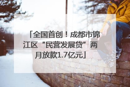 全国首创！成都市锦江区“民营发展贷”两月放款1.7亿元