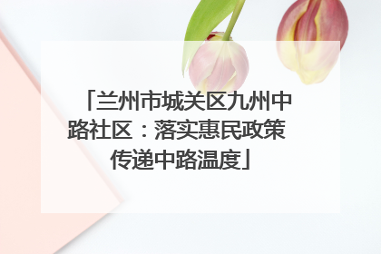 兰州市城关区九州中路社区：落实惠民政策 传递中路温度