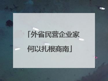 外省民营企业家何以扎根商南