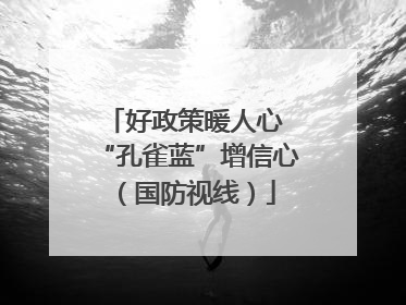 好政策暖人心 “孔雀蓝”增信心（国防视线）