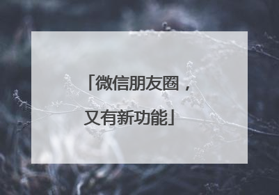 微信朋友圈，又有新功能