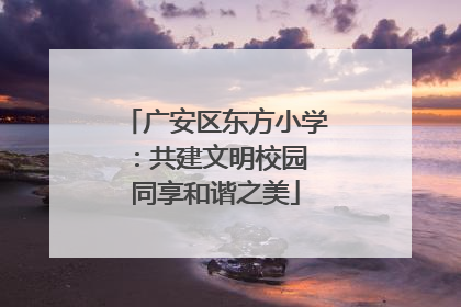 广安区东方小学：共建文明校园 同享和谐之美