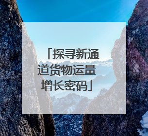 探寻新通道货物运量增长密码