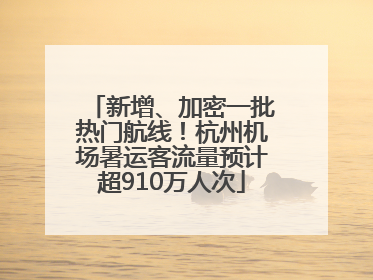 新增、加密一批热门航线！杭州机场暑运客流量预计超910万人次