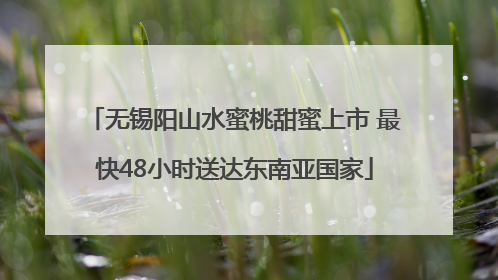 无锡阳山水蜜桃甜蜜上市 最快48小时送达东南亚国家