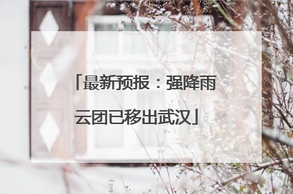 最新预报：强降雨云团已移出武汉