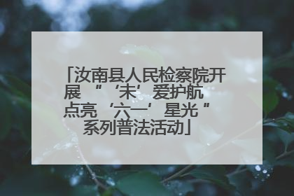 汝南县人民检察院开展 “‘未’爱护航 点亮‘六一’星光 ”系列普法活动