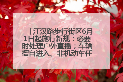 江汉路步行街区6月1日起施行新规：必要时处理户外直播；车辆擅自进入、非机动车任意停放的，依法处理