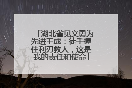 湖北省见义勇为先进王成：徒手握住利刃救人，这是我的责任和使命