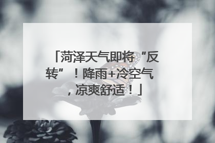 菏泽天气即将“反转”！降雨+冷空气，凉爽舒适！