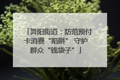 舞阳街道：防范预付卡消费“陷阱” 守护群众“钱袋子”