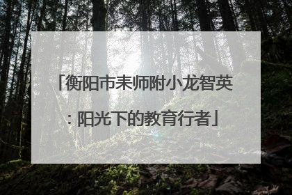 衡阳市耒师附小龙智英：阳光下的教育行者