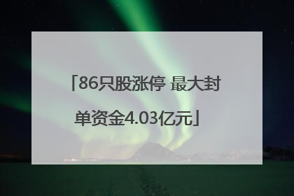 86只股涨停 最大封单资金4.03亿元