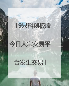 9只科创板股今日大宗交易平台发生交易